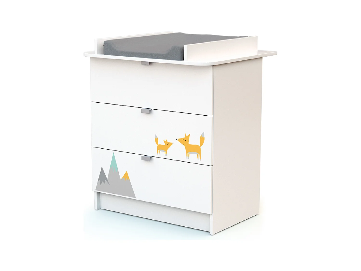 Cassettiera fasciatoio 3 cassetti legno Renard - Bianco - 79 x 65,5 x 92 cm ALBA