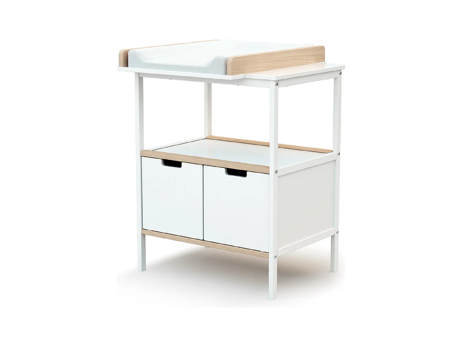Mueble cambiador bebé 2 puertas ESSENTIEL madera - Blanco/Haya Cruda - 68 x 66 x 90,5 cm