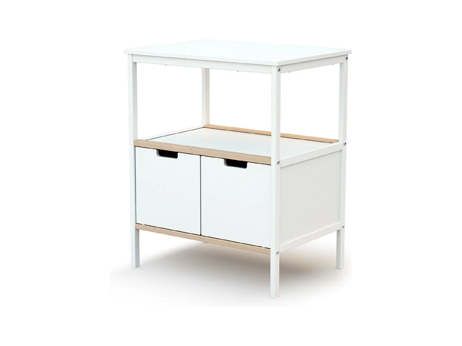 Mueble cambiador bebé 2 puertas ESSENTIEL madera - Blanco/Haya Cruda - 68 x 66 x 90,5 cm