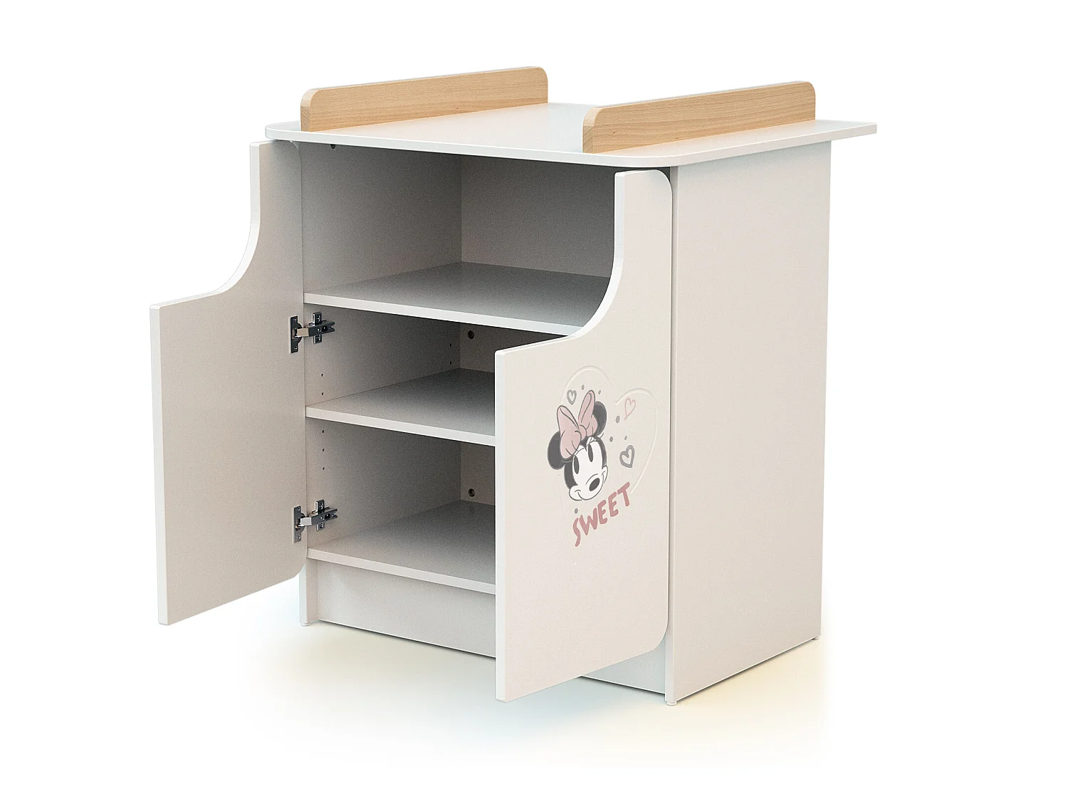 Wickelkommode 2 Türen DISNEY Happy Days Mickey holz Weiß und Buche