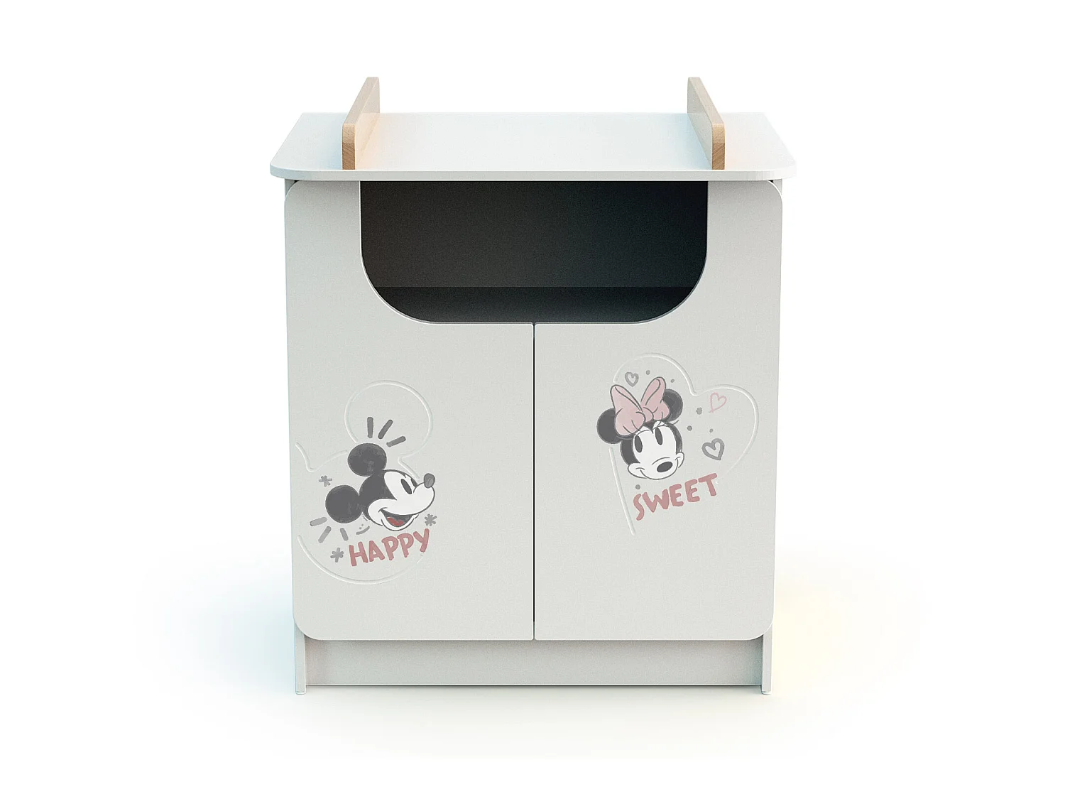 Wickelkommode 2 Türen DISNEY Happy Days Mickey holz Weiß und Buche