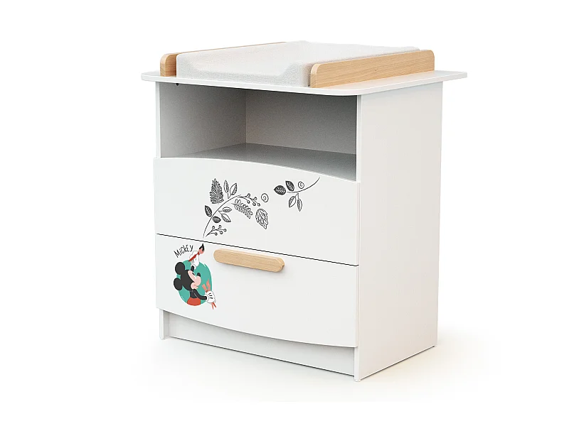 Wickelkommode 2 Schubladen DISNEY Holz Weiß und Buche
