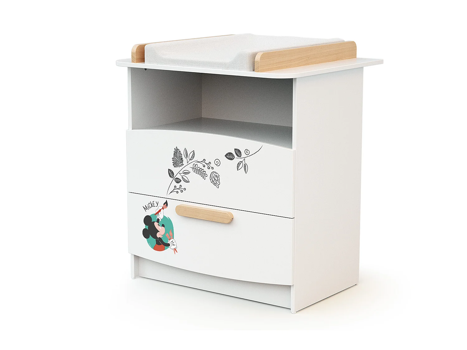 Wickelkommode 2 Schubladen DISNEY Holz Weiß und Buche