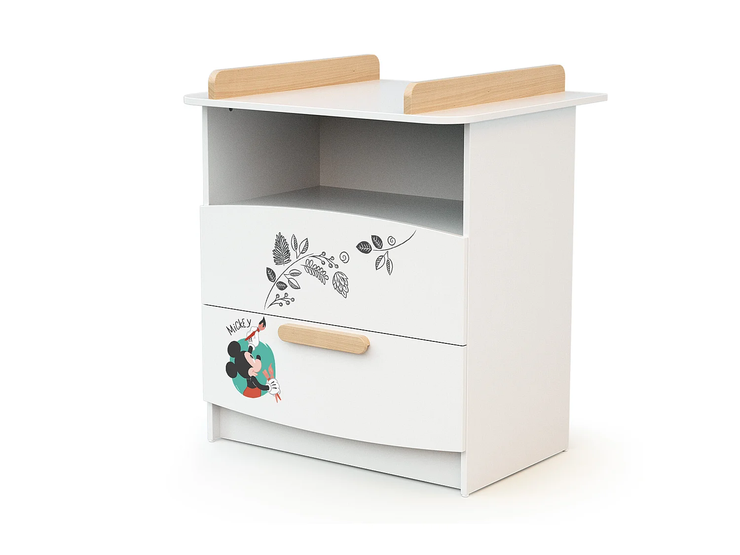 Wickelkommode 2 Schubladen DISNEY Holz Weiß und Buche
