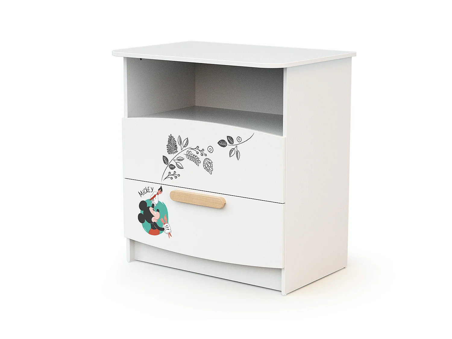 Cassettiera fasciatoio 2 cassetti DISNEY Doodle Zoo Mickey legno - Bianco/Faggio - 79 x 65 x 92 cm