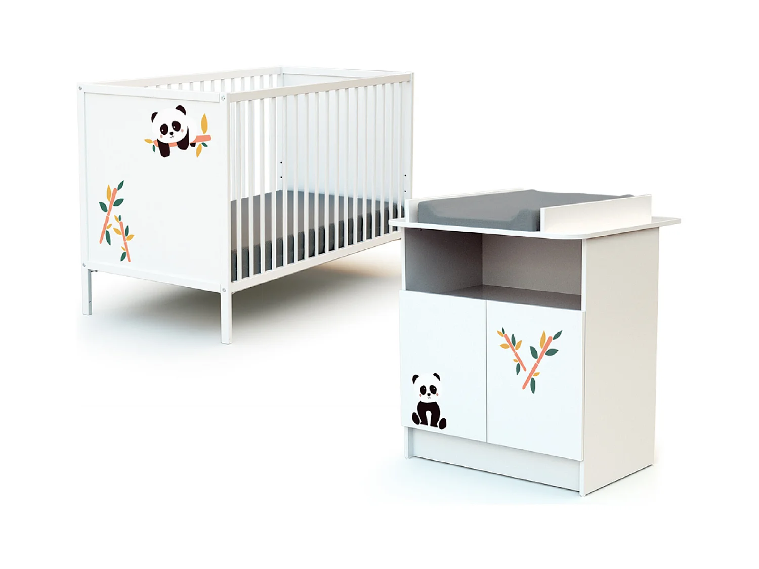 2-deurs commode Panda in hout Wit ALBA