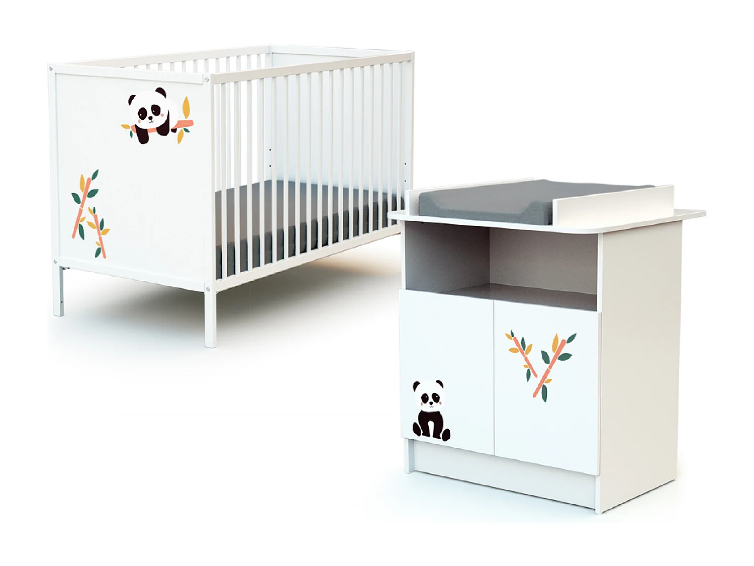 2-deurs commode Panda in hout Wit ALBA