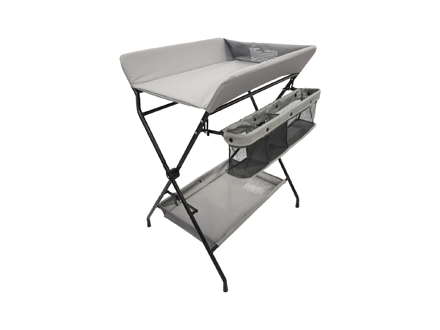 Mesa muda-fraldas dobrável de aço, de plástico Preto e Cinzento