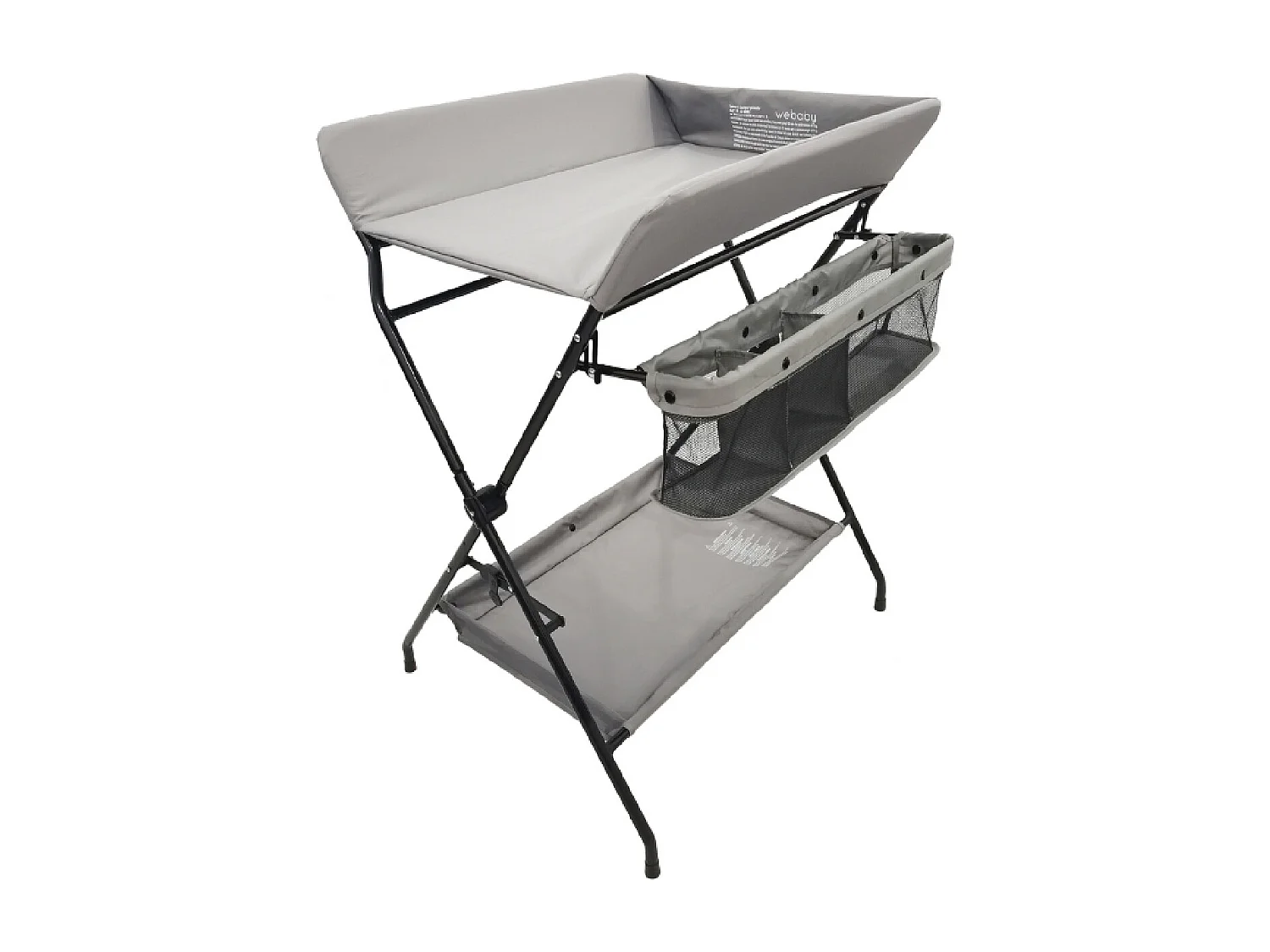 Inklapbare luiertafel in staal, in kunststof Zwart en Grijs