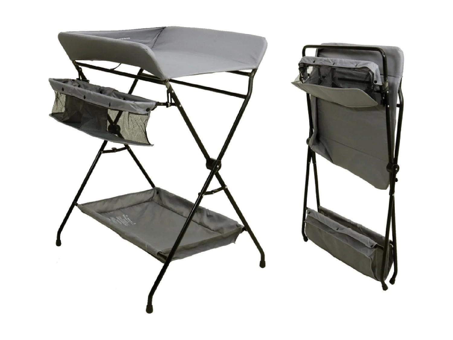 Inklapbare luiertafel in staal, in kunststof Zwart en Grijs