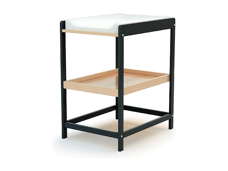 Wickeltisch 1 Regal CONFORT Holz Graphitgrau und Buche Lackiert