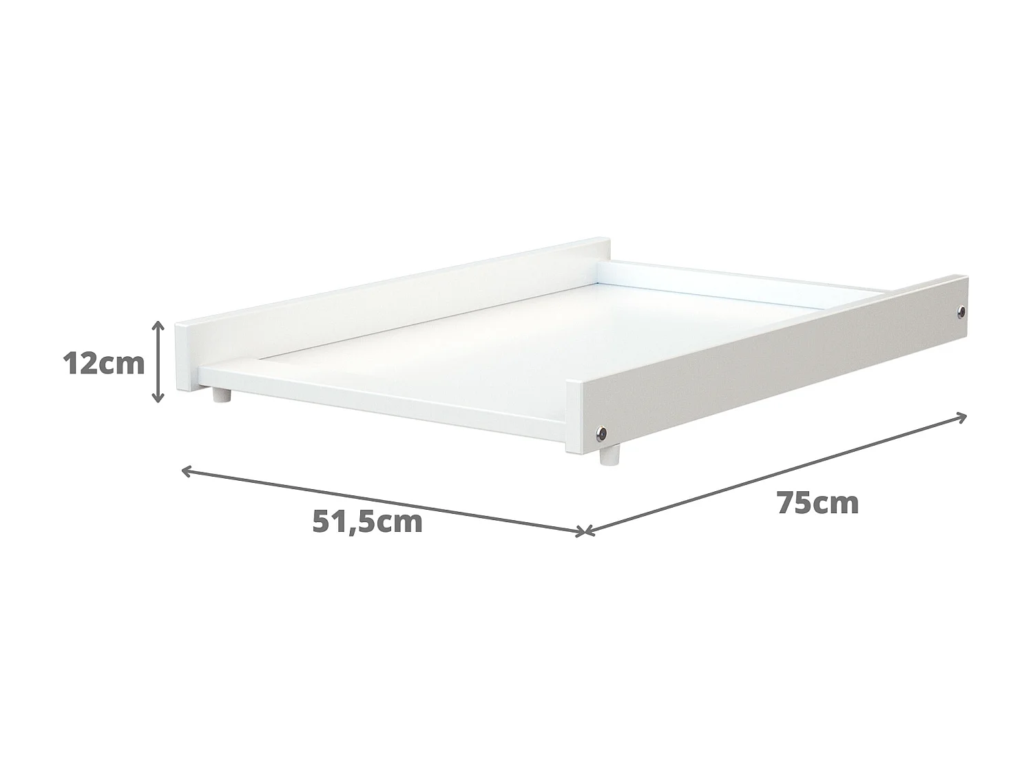 Fasciatoio estraibile per lettino ESSENTIEL legno - Bianco- 75 x 51,50 x 12 cm