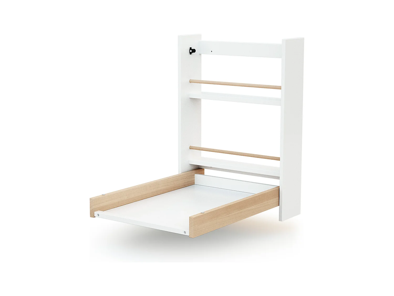 Klappbarer Wandwickeltisch ESSENTIEL Holz Weiß und Buche Lackiert