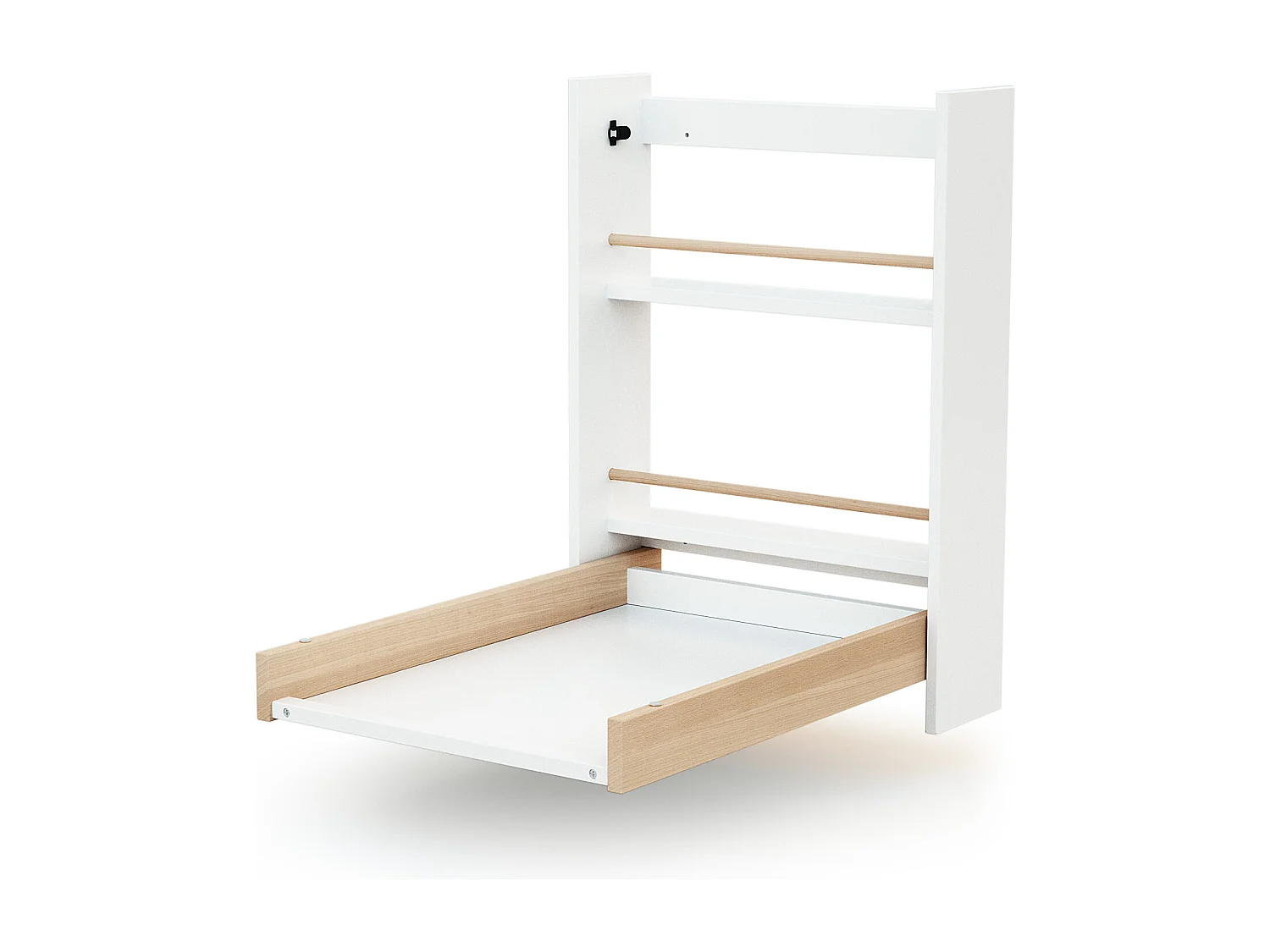 Cambiador bebé pared plegable EAZY madera - Blanco/Haya Barnizada - 78 x 56 x 78 cm