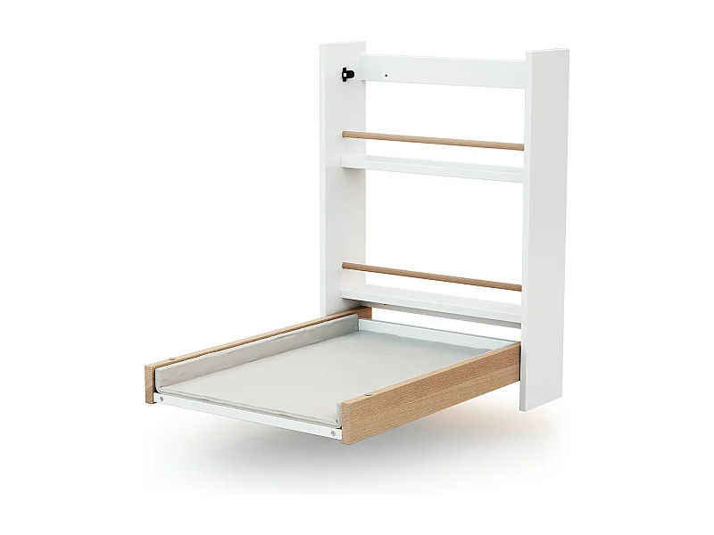 Klappbarer Wandwickeltisch ESSENTIEL Holz Weiß und Buche Lackiert