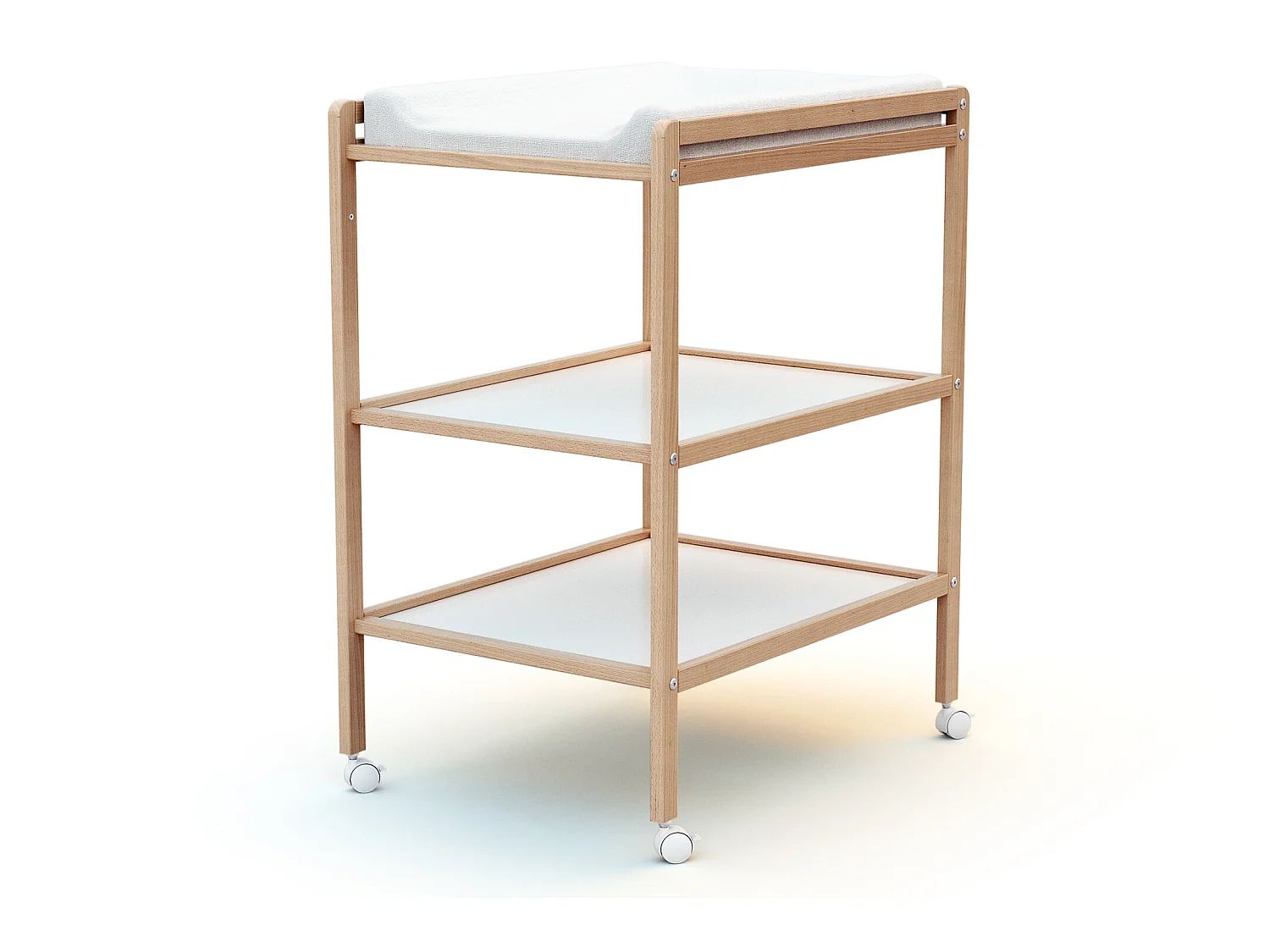 Wickeltisch 2 Regale ESSENTIEL Holz Buche Lackiert