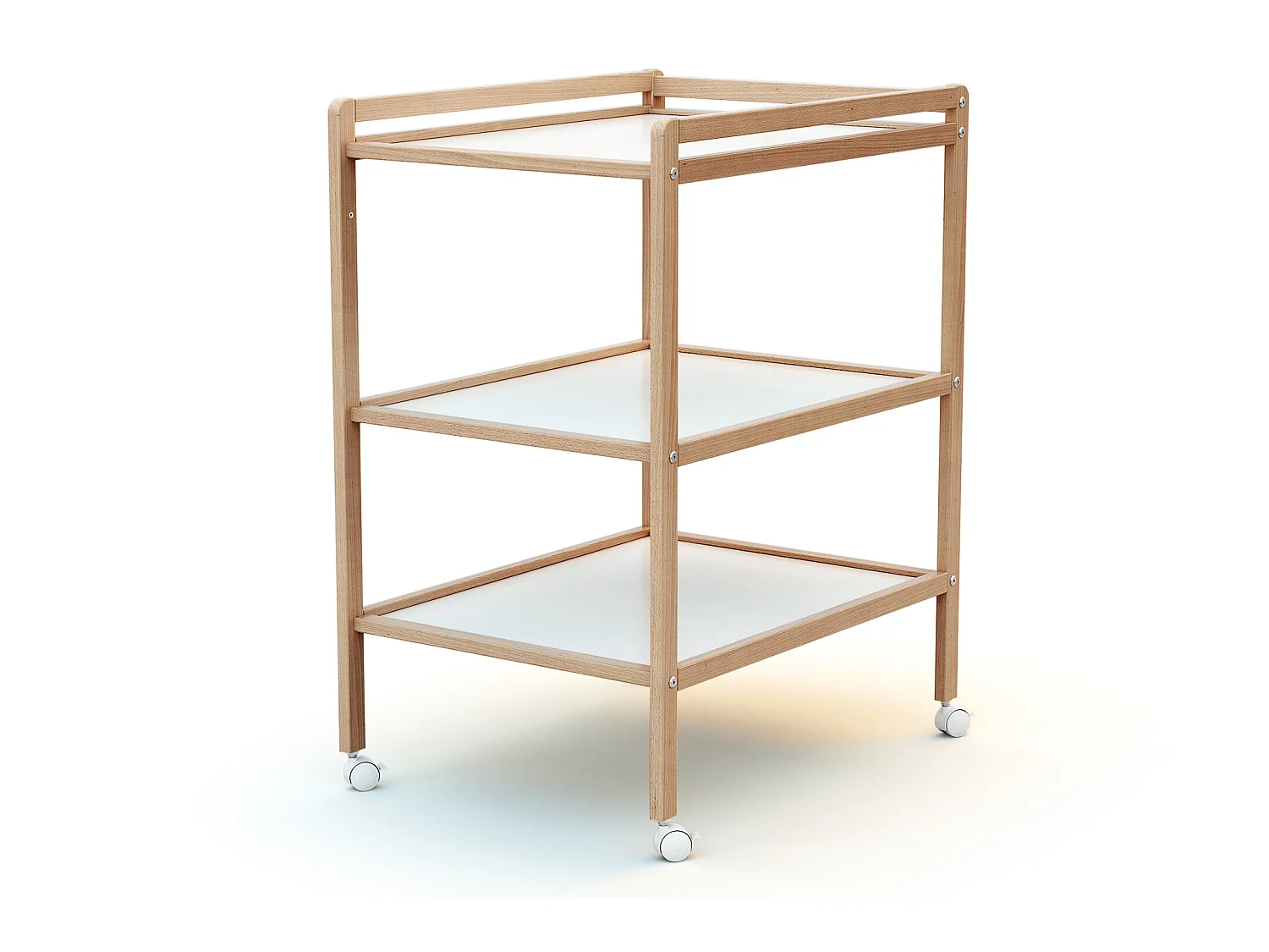 Wickeltisch 2 Regale ESSENTIEL Holz Buche Lackiert