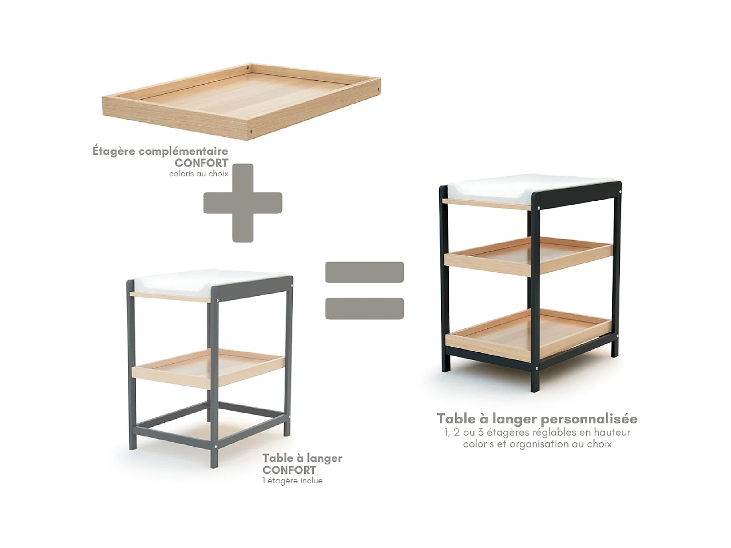 Regal für Wickeltisch CONFORT Holz Buche Lackiert