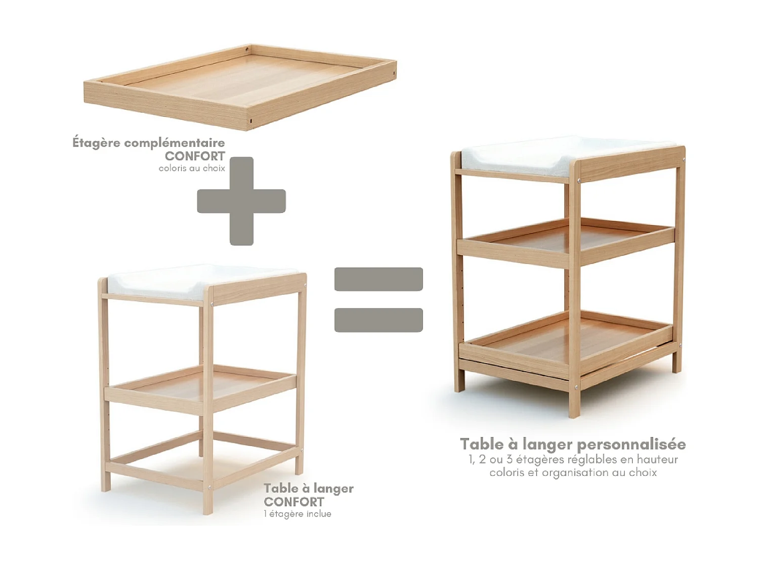 Étagère pour table à langer en bois CONFORT Hêtre Verni