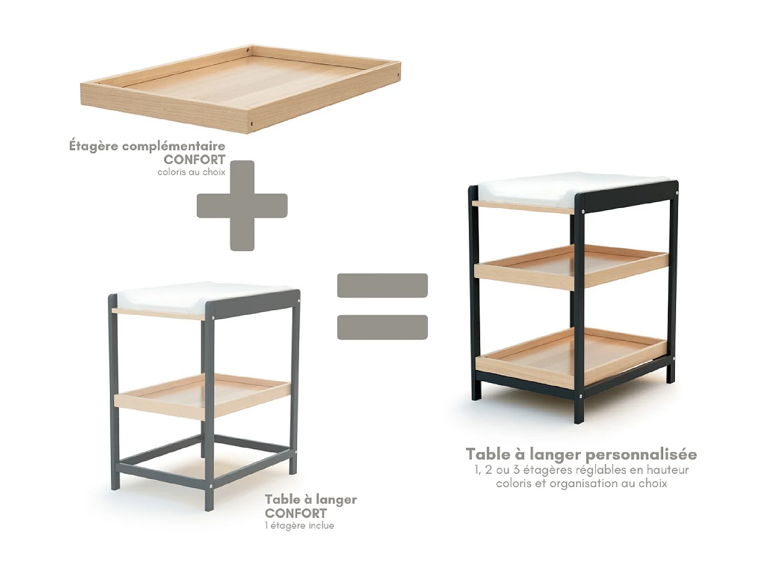 Étagère pour table à langer en bois CONFORT Hêtre Verni
