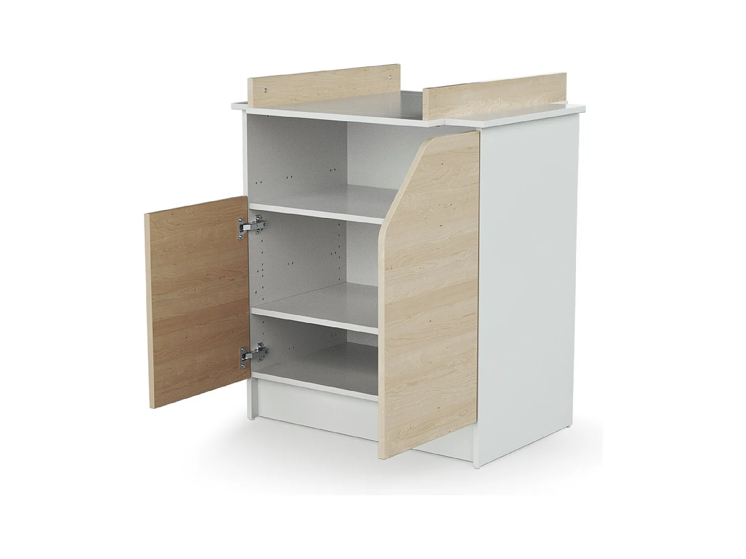 Commode à langer 2 portes, 1 niche en bois CARNAVAL Blanc et Bouleau