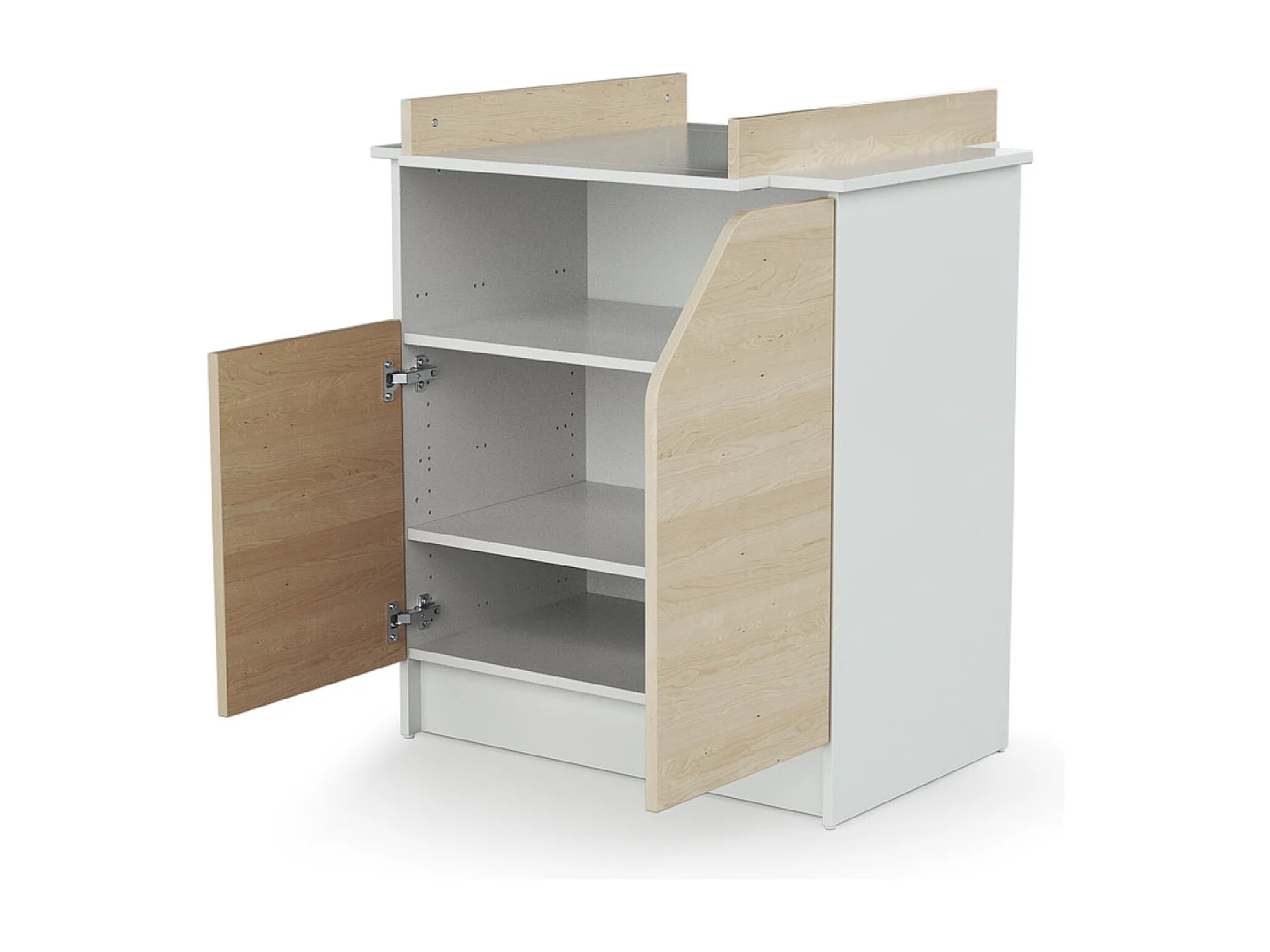 Commode à langer 2 portes, 1 niche en bois CARNAVAL Blanc et Bouleau