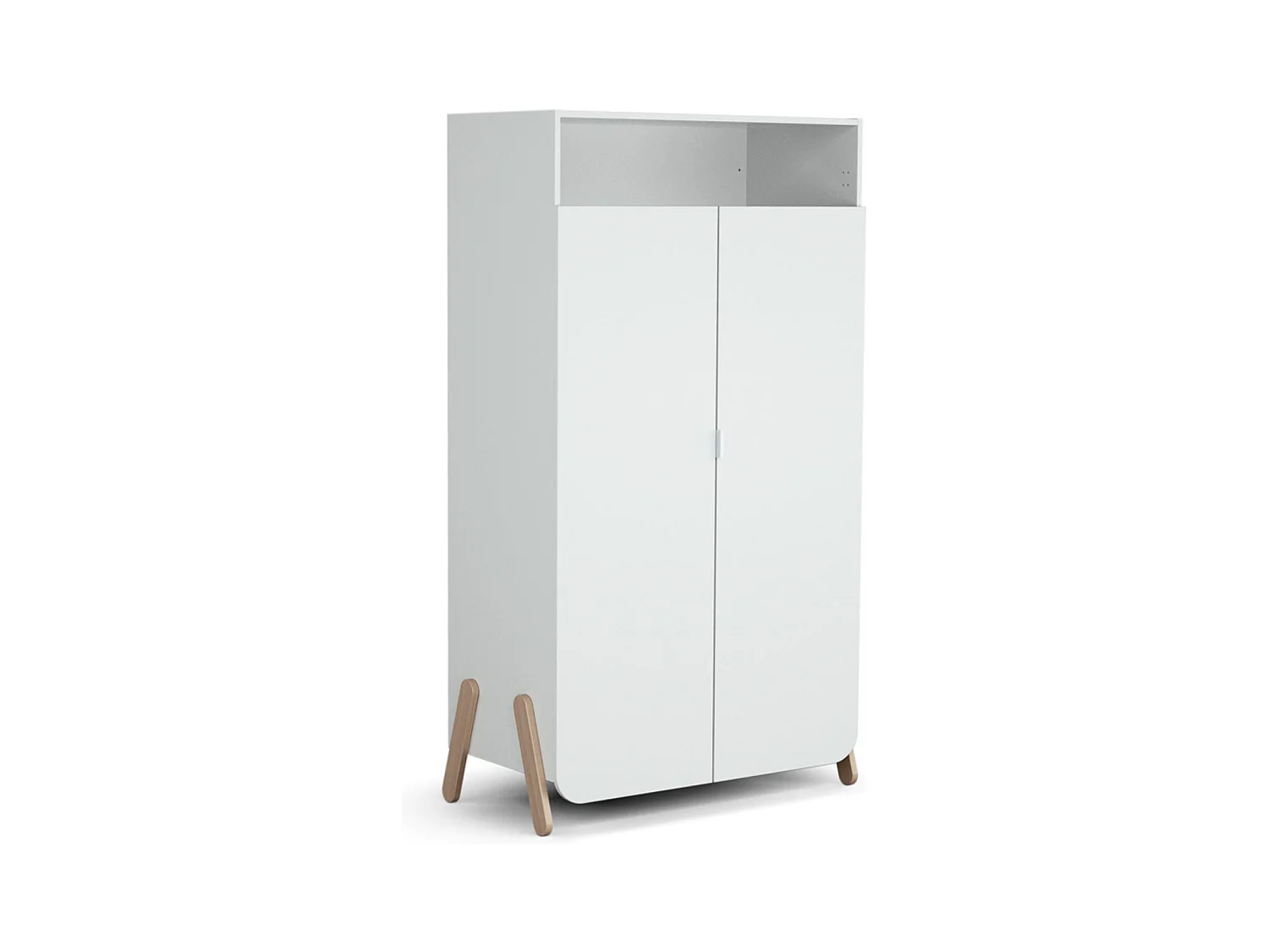 Armoire enfant 2 portes en bois PIRATE Blanc et Hêtre 100 x 50 x 176 cm