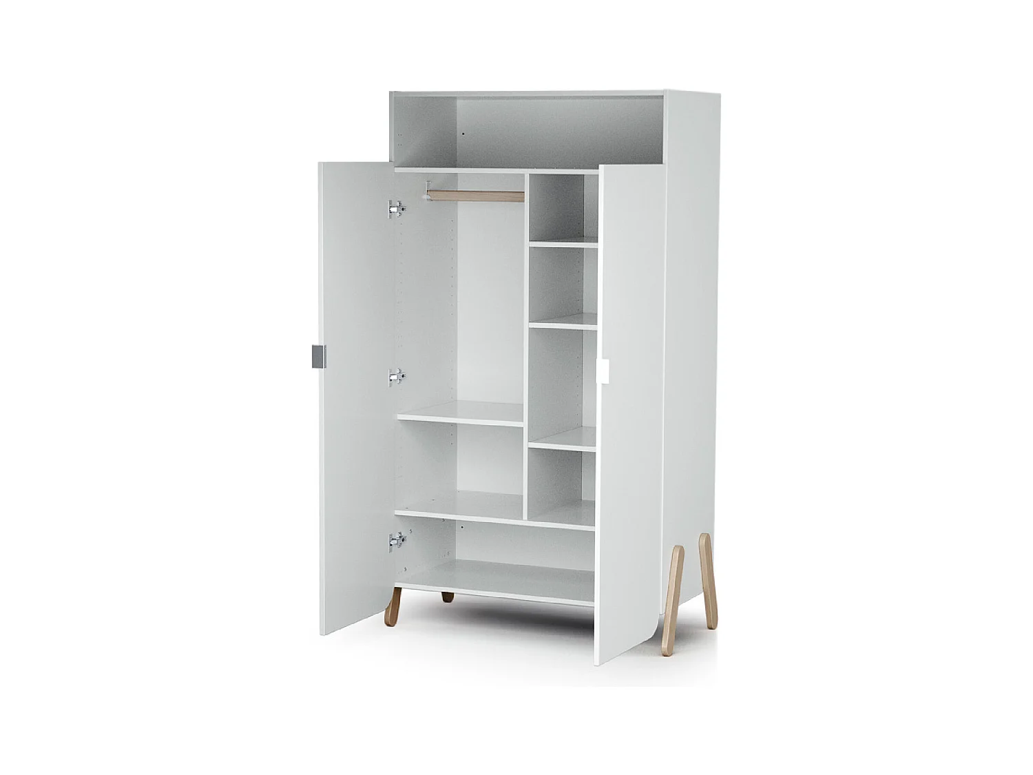 Armoire enfant 2 portes en bois PIRATE Blanc et Hêtre 100 x 50 x 176 cm