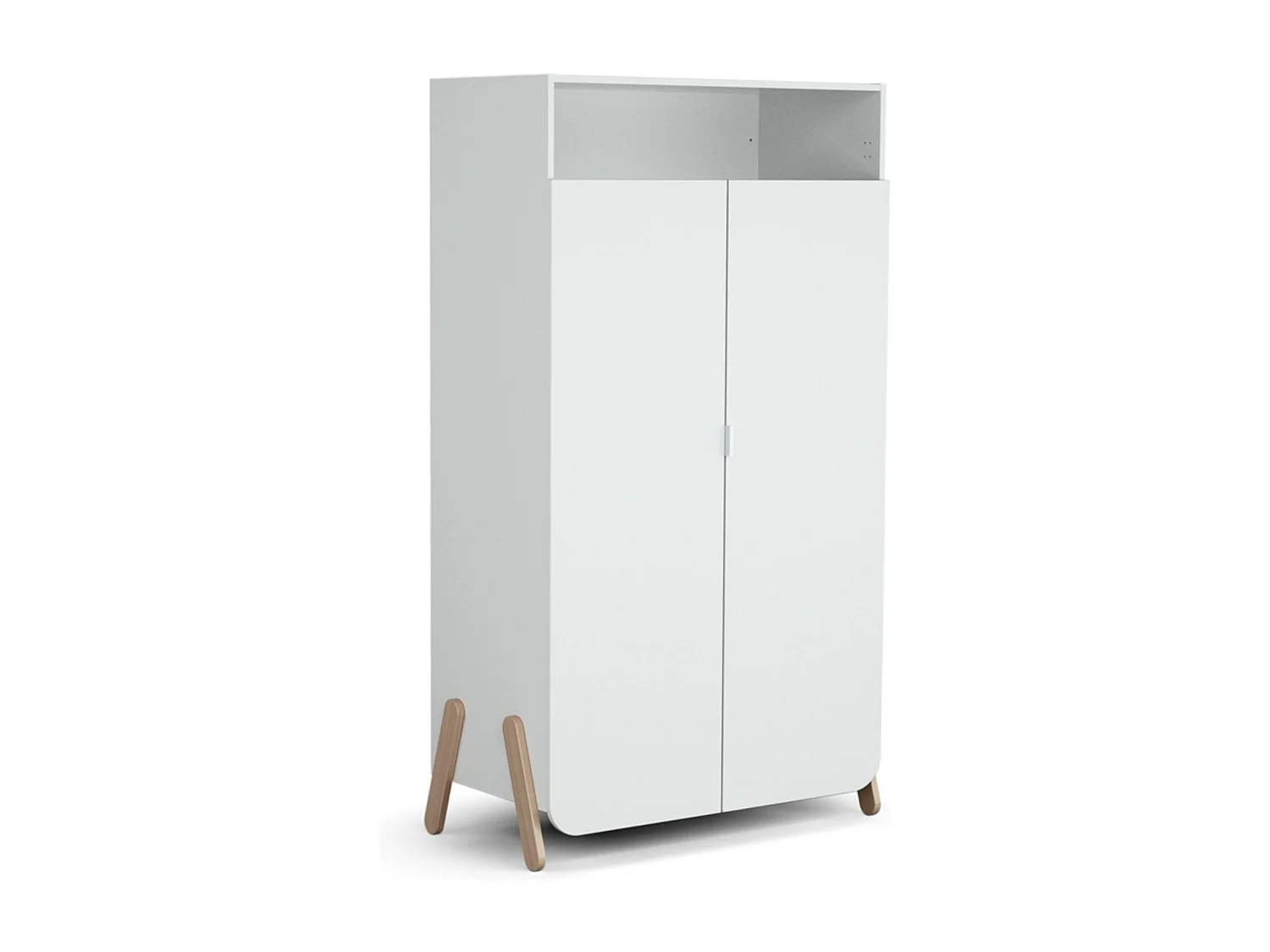 Armoire enfant 2 portes en bois PIRATE Blanc et Hêtre 100 x 50 x 176 cm