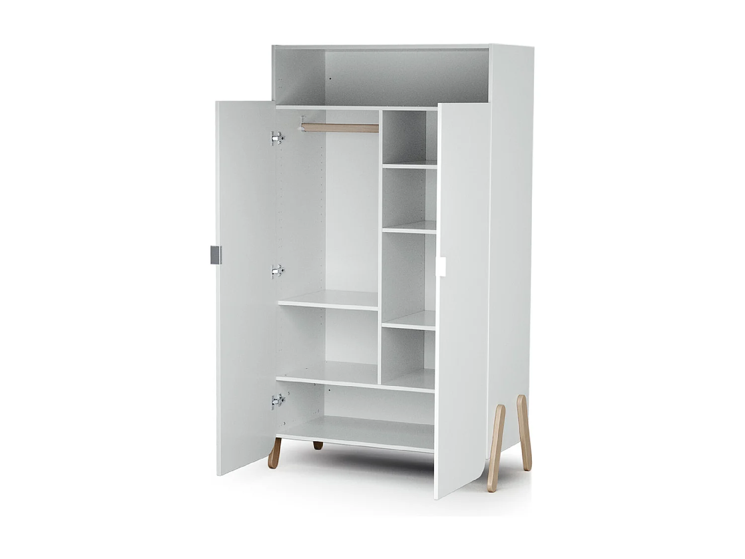 Armoire enfant 2 portes en bois PIRATE Blanc et Hêtre 100 x 50 x 176 cm