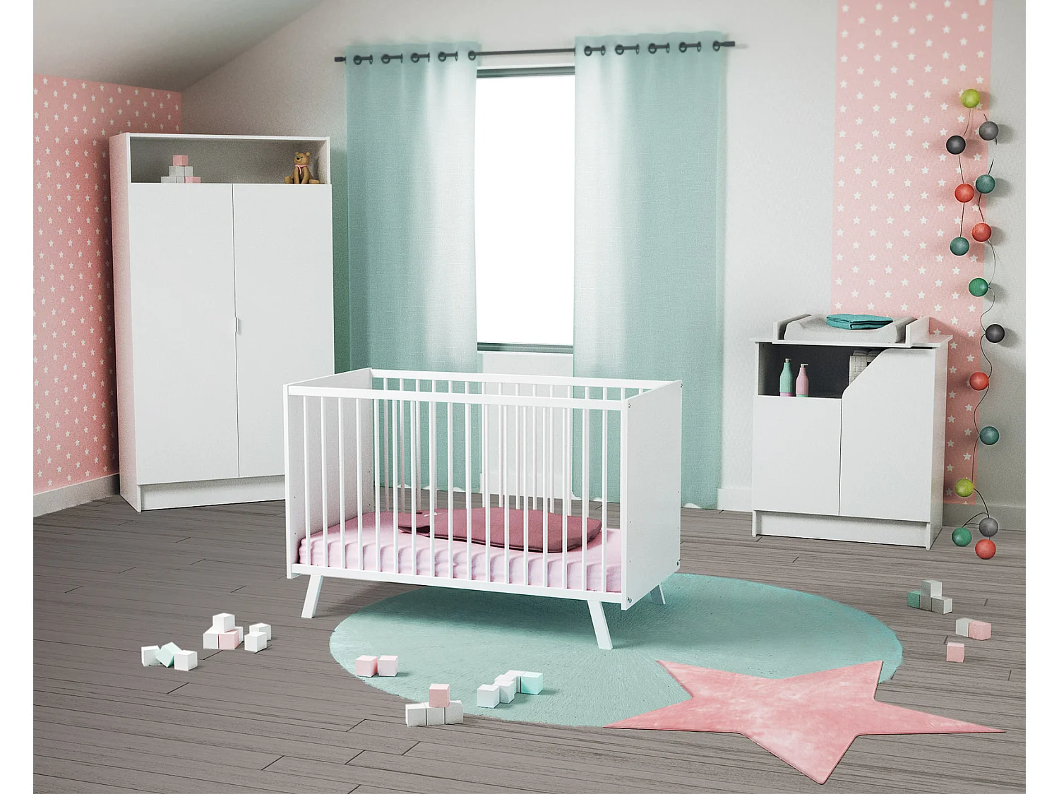 Armadio per bambini a 2 ante CARNAVAL in legno Bianco 96 x 50 x 176 cm