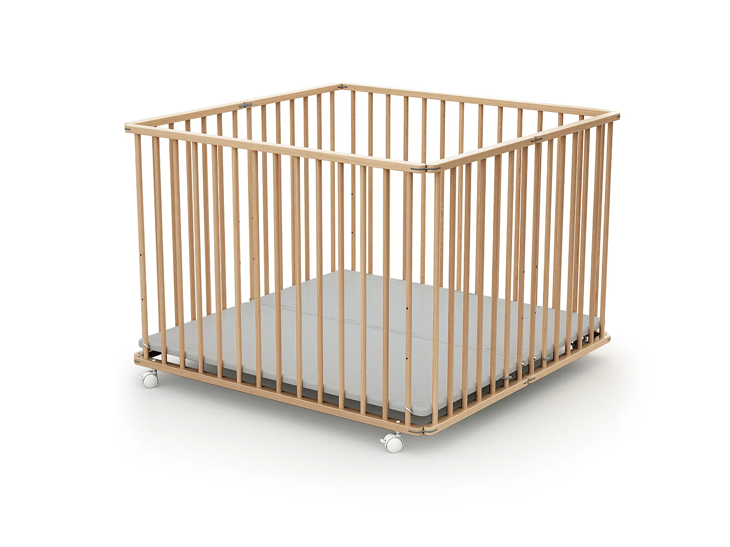 Parque infantil plegable de madera en madera Haya Barnizada 100 x 100 cm