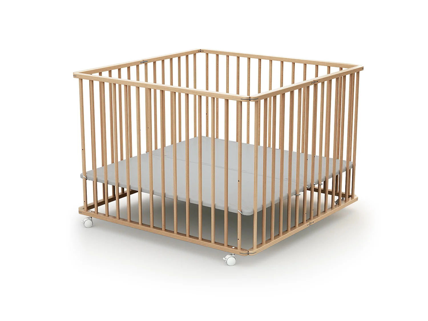 Parque infantil plegable de madera en madera Haya Barnizada 100 x 100 cm