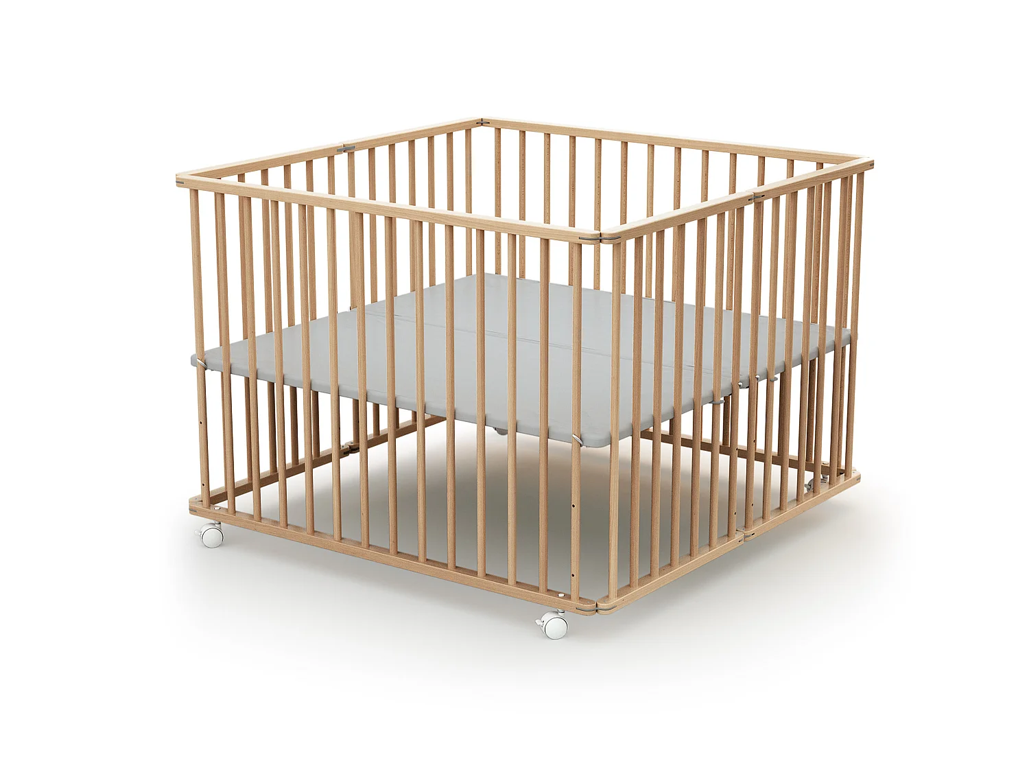 Parque infantil plegable de madera en madera Haya Barnizada 100 x 100 cm