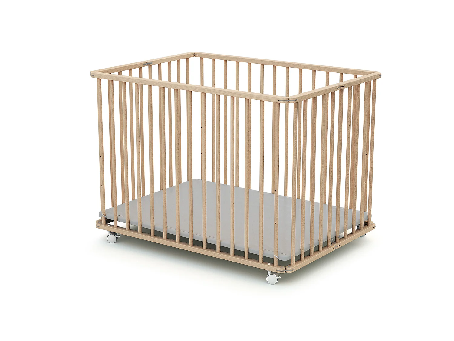 Houten opvouwbare kinderbox in hout Beuken onbewerkt 70 x 100 cm