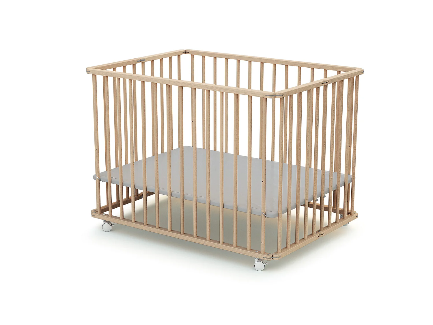 Houten opvouwbare kinderbox in hout Beuken onbewerkt 70 x 100 cm