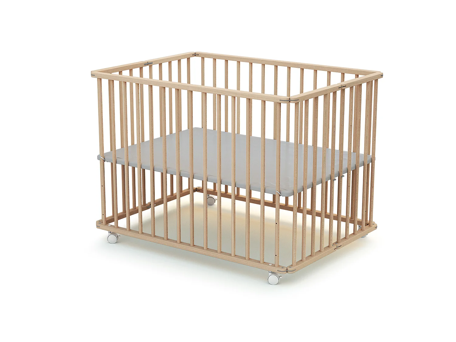 Houten opvouwbare kinderbox in hout Beuken onbewerkt 70 x 100 cm