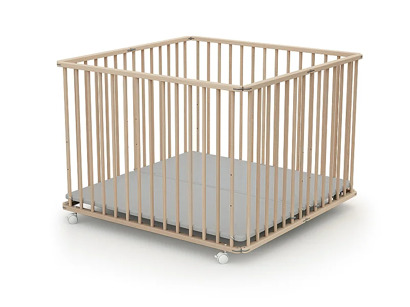 Parque infantil plegable madera - Haya Cruda - 100 x 100 cm