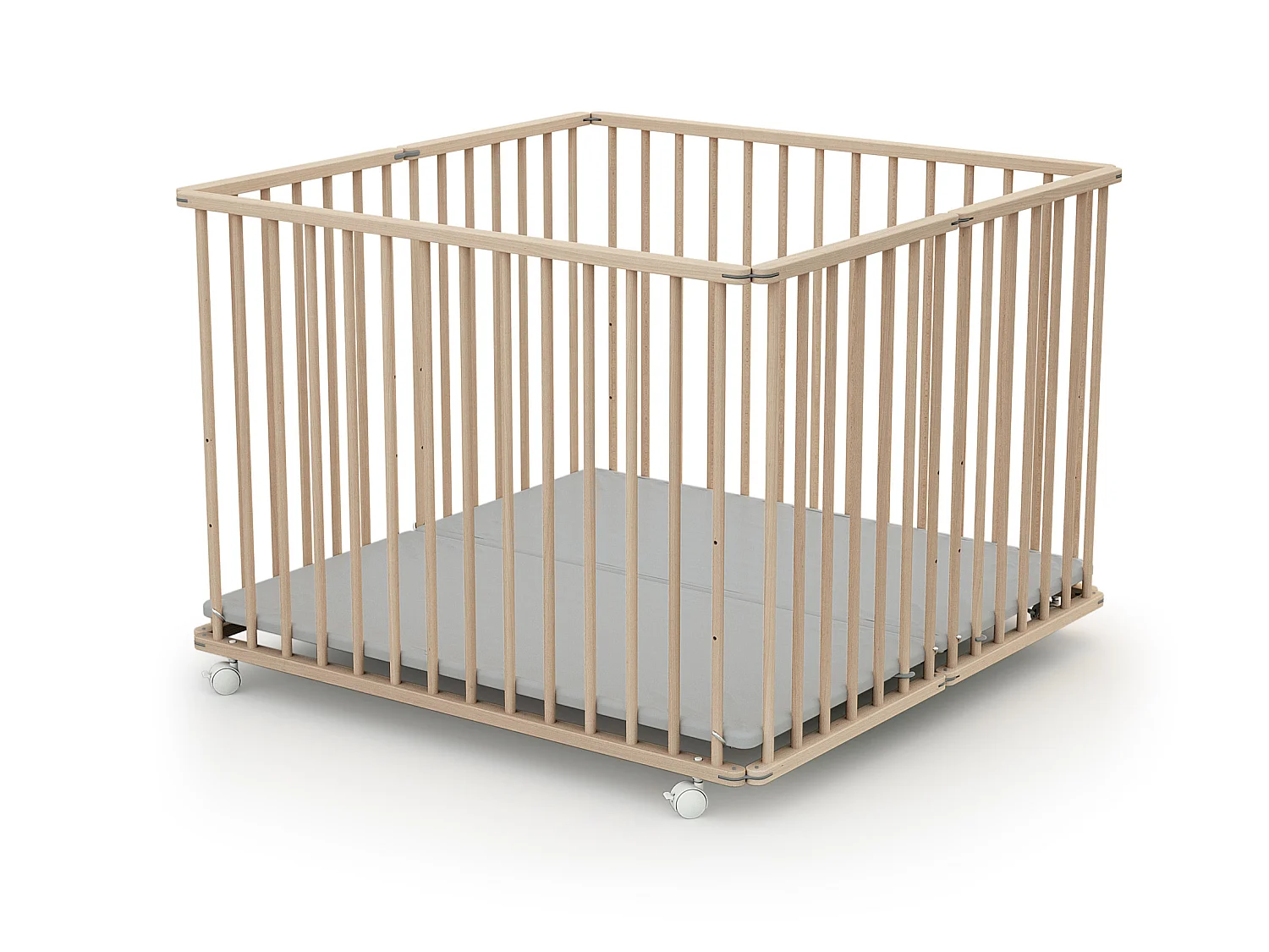 Houten opvouwbare kinderbox in hout Beuken onbewerkt 100 x 100 cm