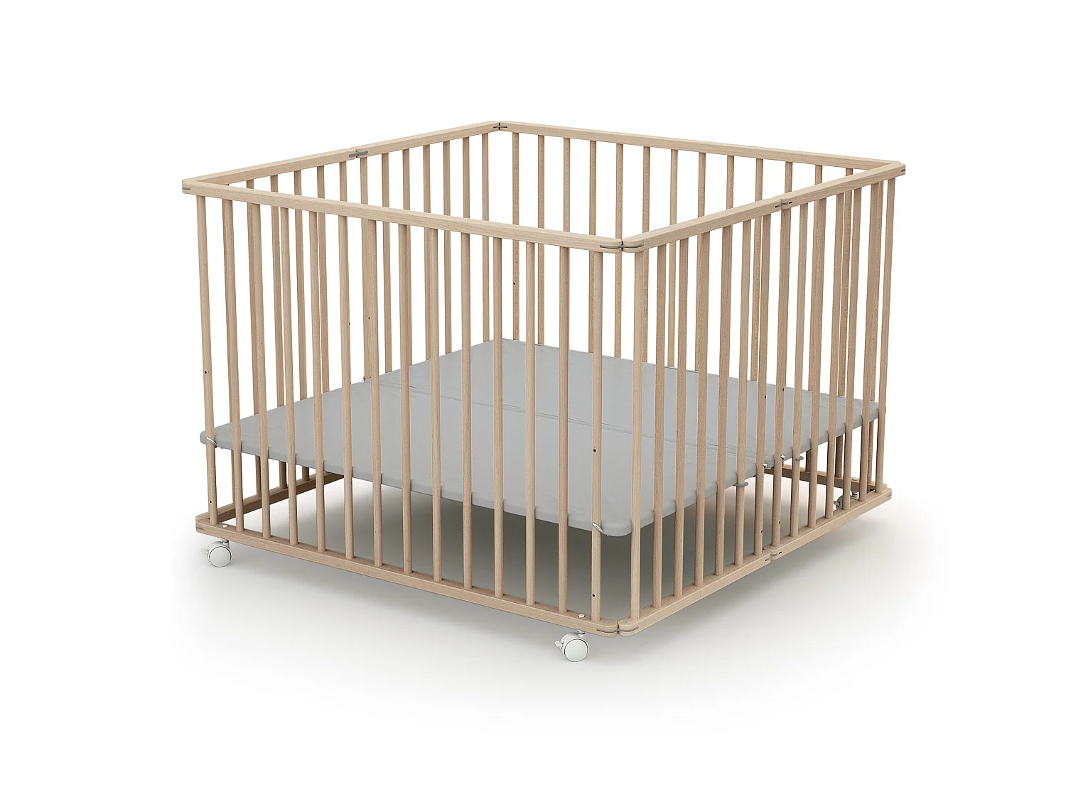 Houten opvouwbare kinderbox in hout Beuken onbewerkt 100 x 100 cm