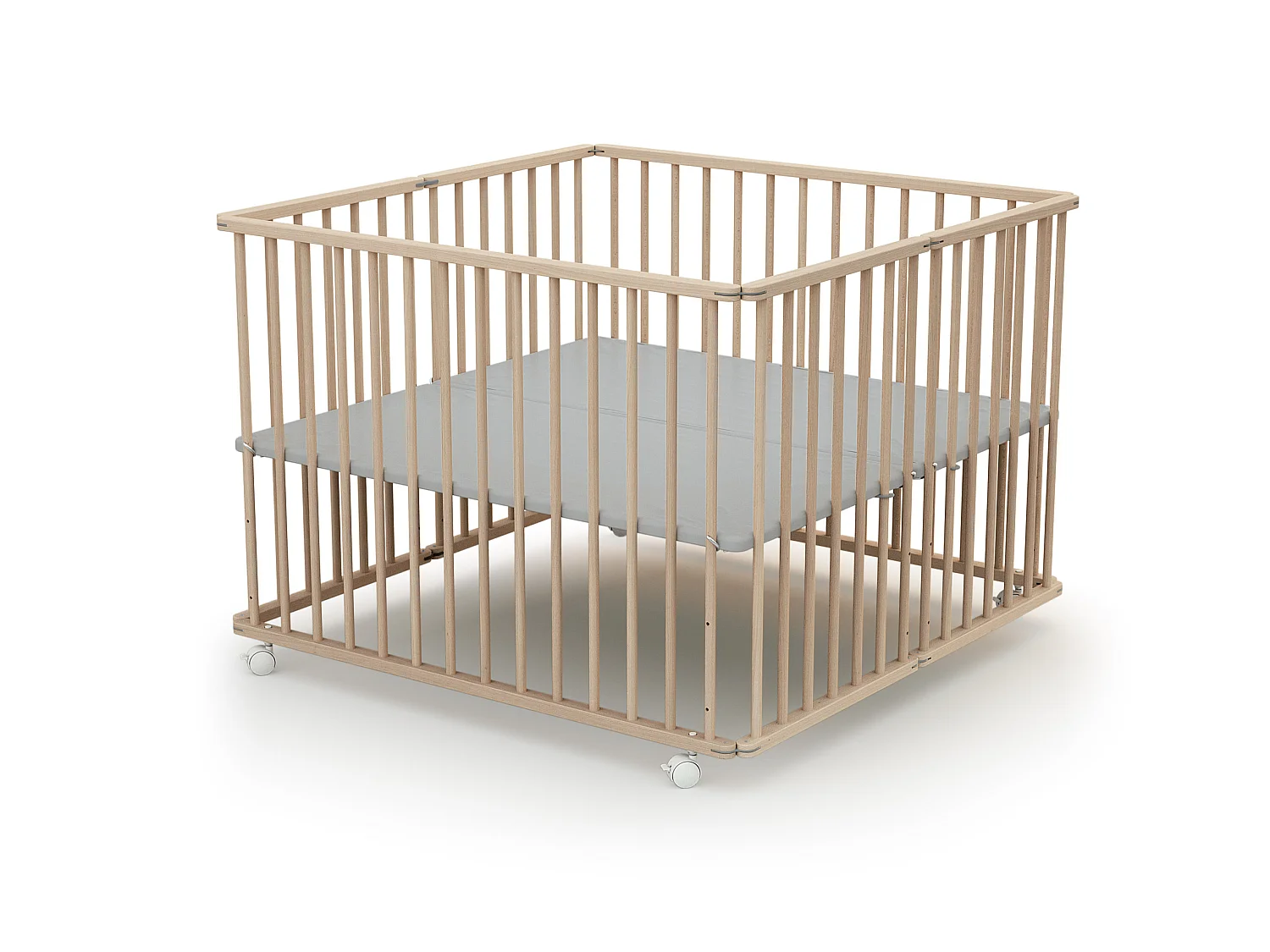 Houten opvouwbare kinderbox in hout Beuken onbewerkt 100 x 100 cm