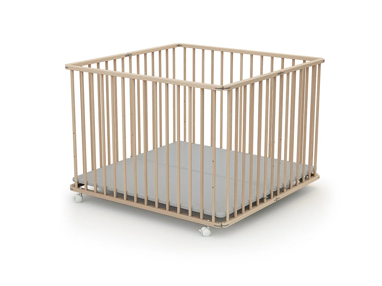 Parc bébé pliant en bois Hêtre Brut 100 x 100 cm