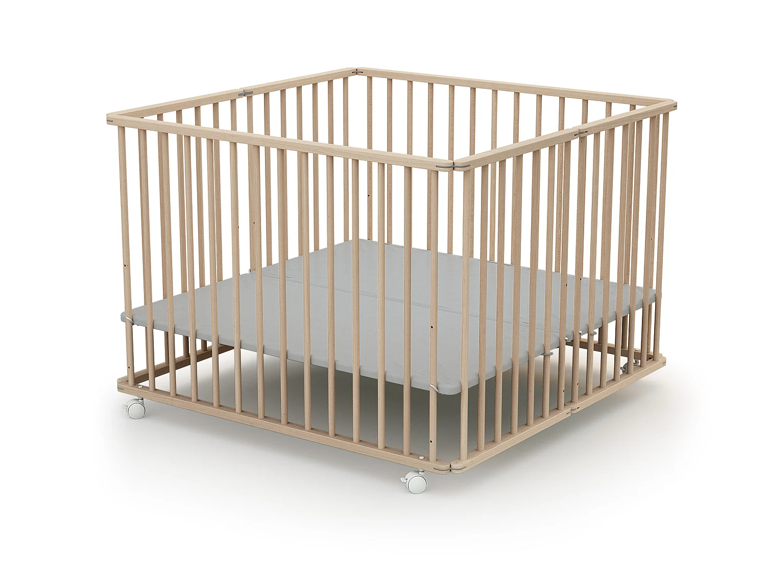 Parc bébé pliant en bois Hêtre Brut 100 x 100 cm