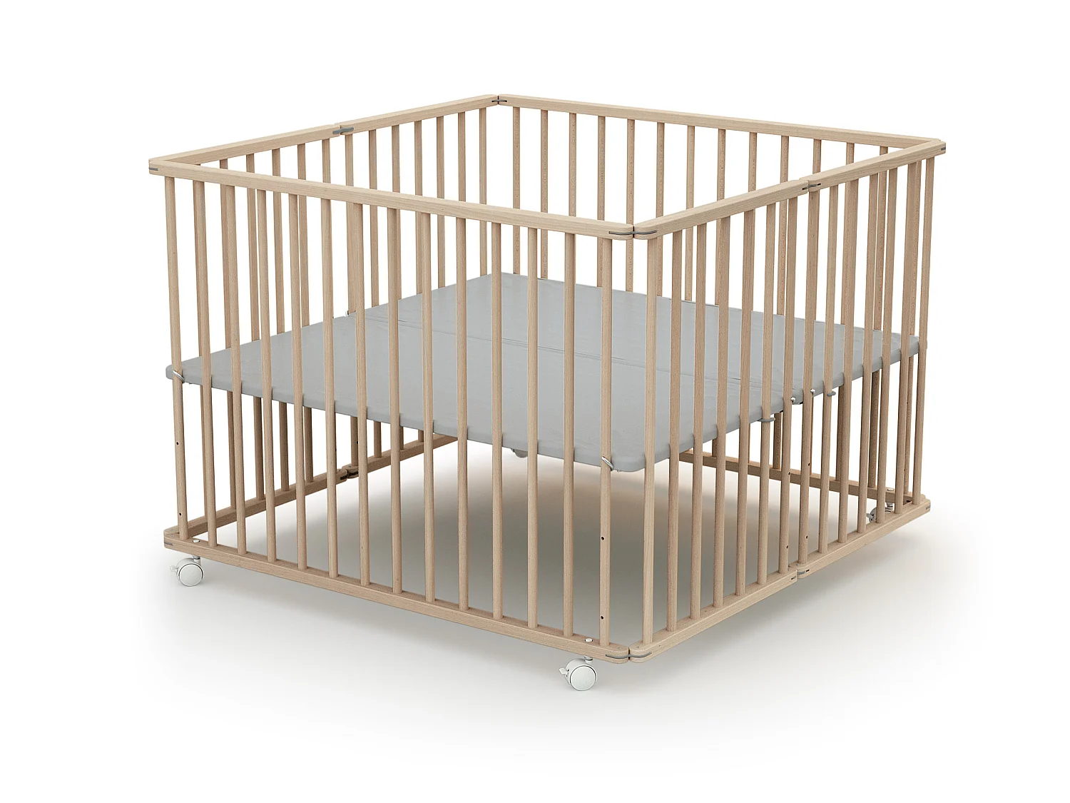 Parc bébé pliant en bois Hêtre Brut 100 x 100 cm