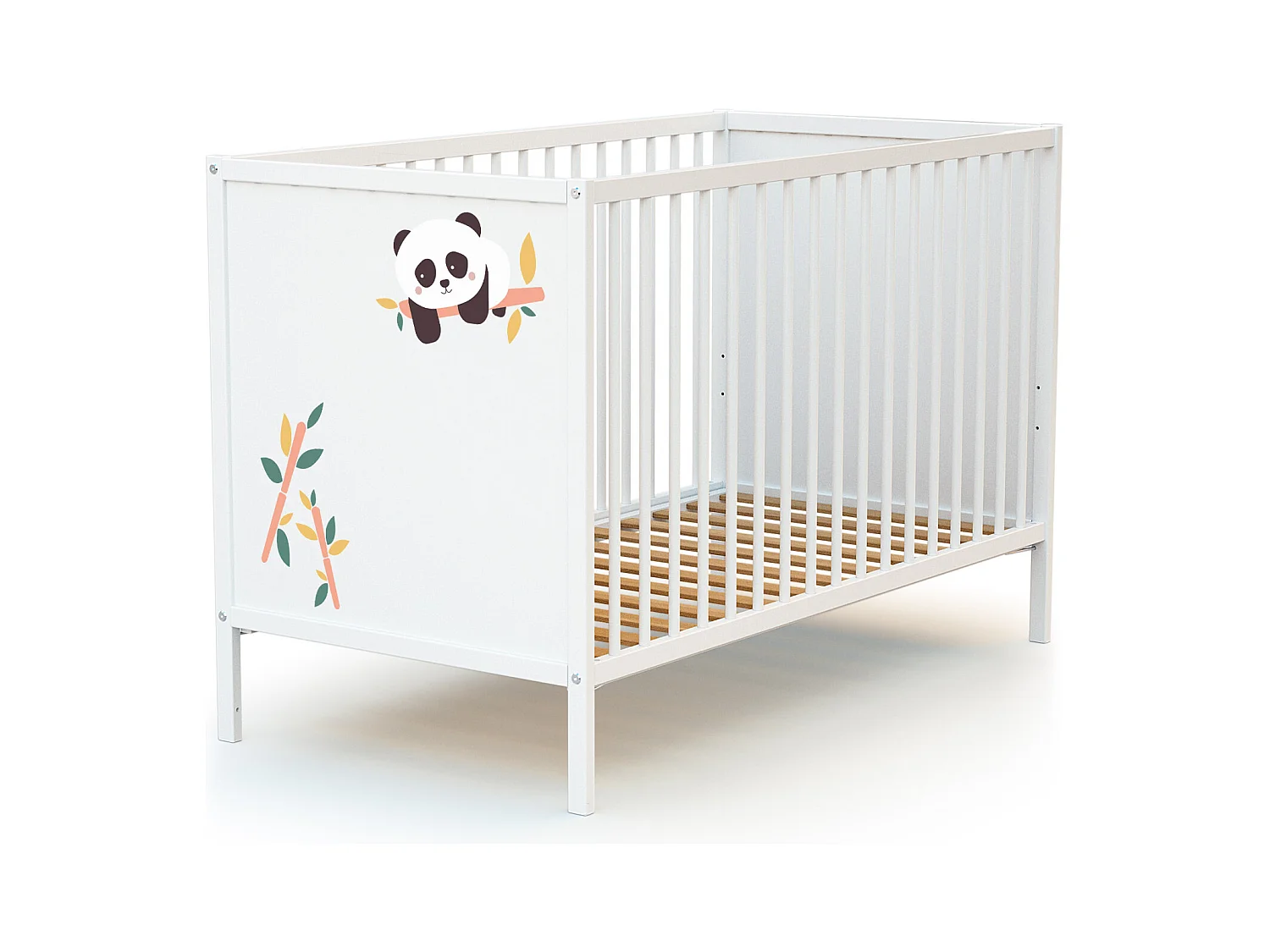 Chambre bébé lit et commode à langer en bois Panda Blanc ALBA