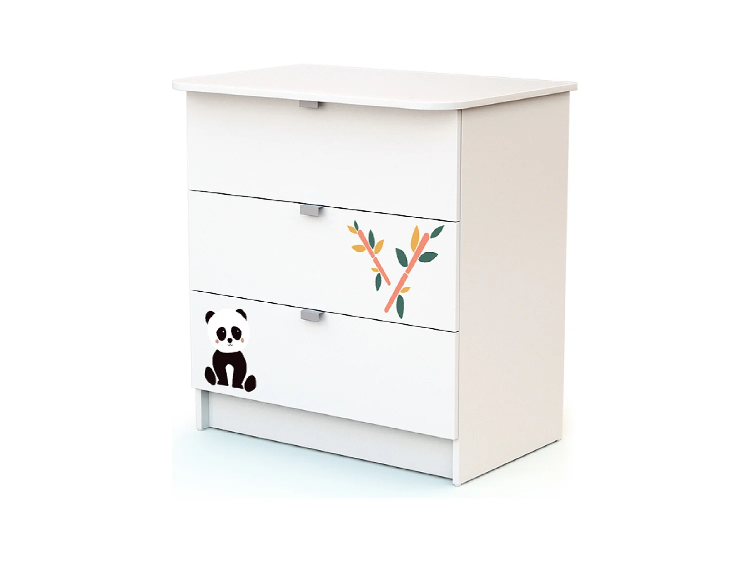 Chambre bébé lit et commode à langer en bois Panda Blanc ALBA