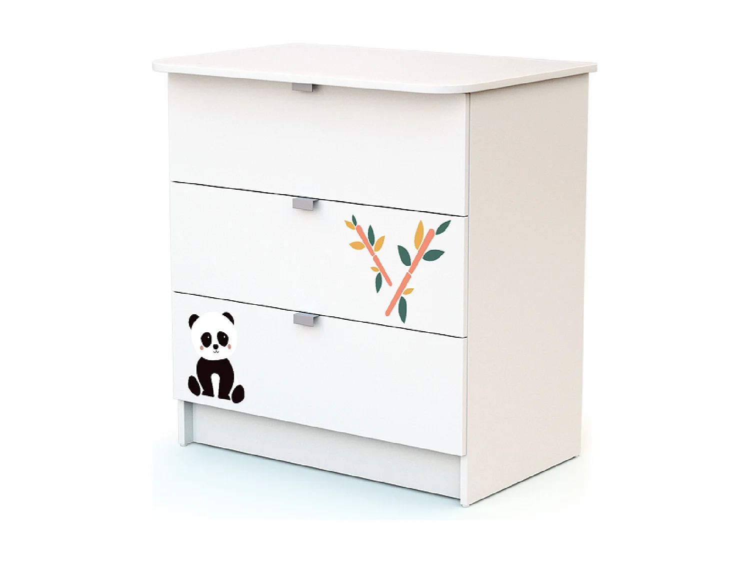 Cuna bebé y cómoda cambiador Panda madera ALBA - Blanco - 60 x 120