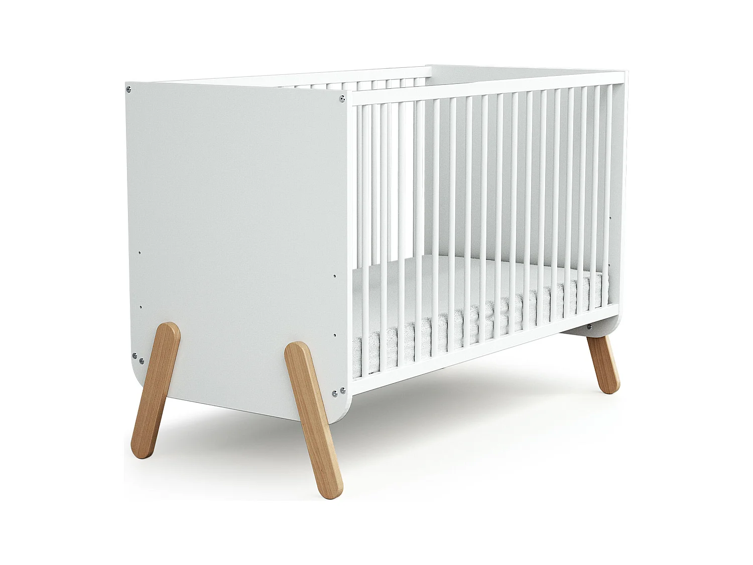 Chambre bébé lit, meuble à langer et armoire Blanc et Hêtre Verni