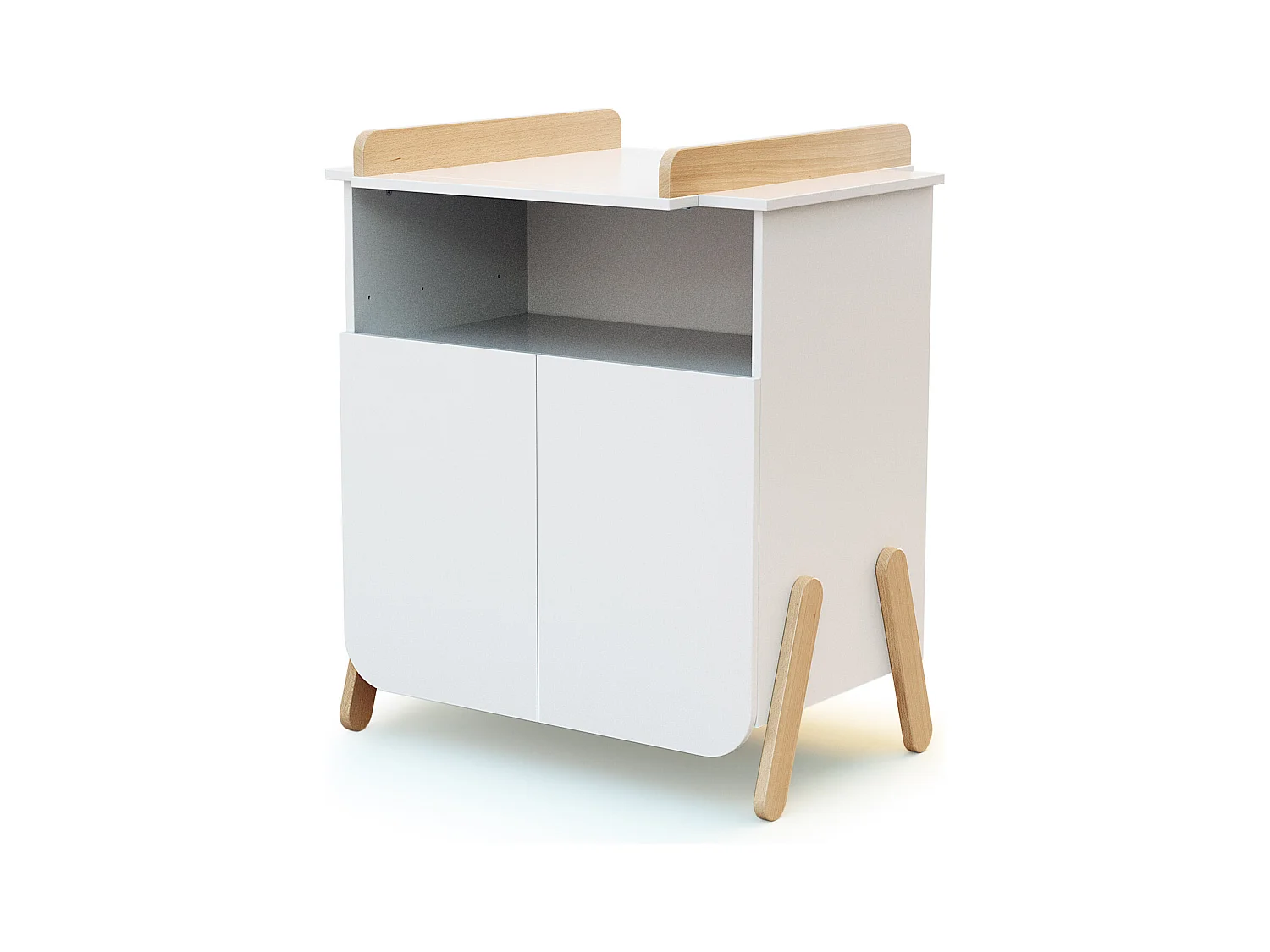 Chambre bébé lit, meuble à langer et armoire Blanc et Hêtre Verni
