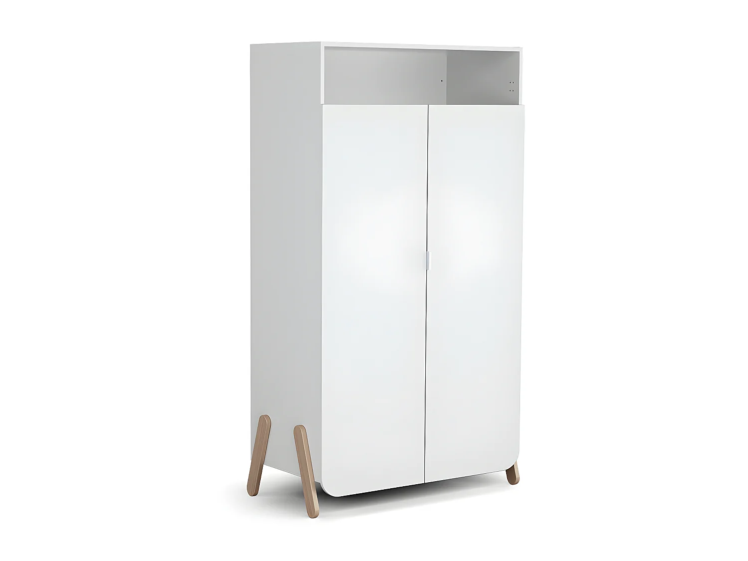 Chambre bébé lit, commode à langer et armoire Blanc et Hêtre Verni
